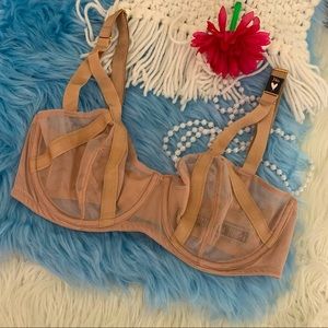 NWT Victoria Secret Nude Semi Sheer Strappy Underwire Bra 34D